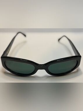 Salvatore Ferragamo Black Oval Sunglasses Italy Designer Y2K Slim Frame